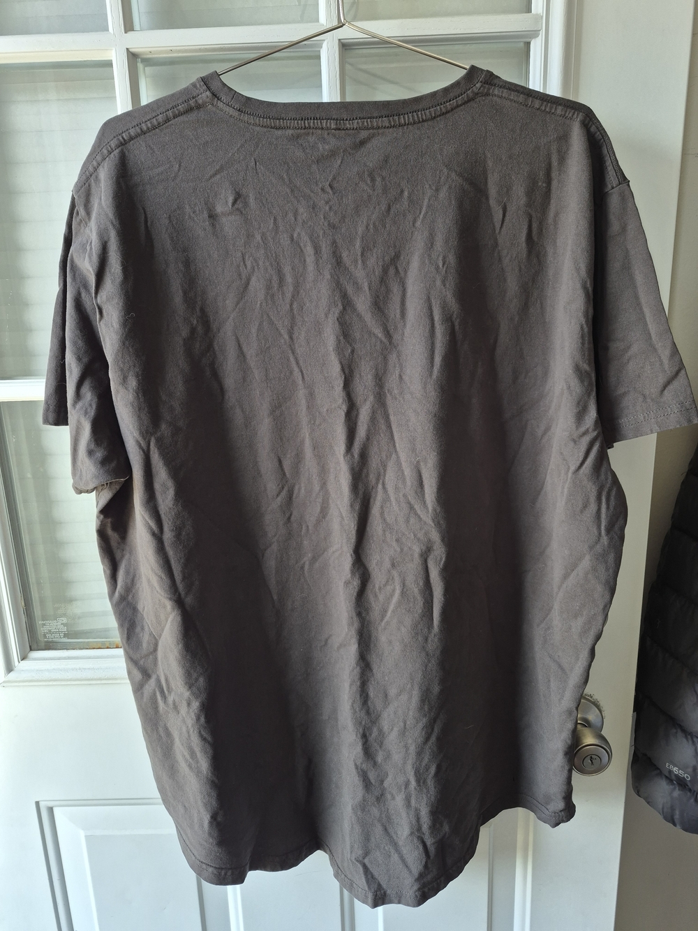 Classic Women's Crew Neck T-Shirt in Charcoal Gray With Curved Hem - Picture 2 of 3